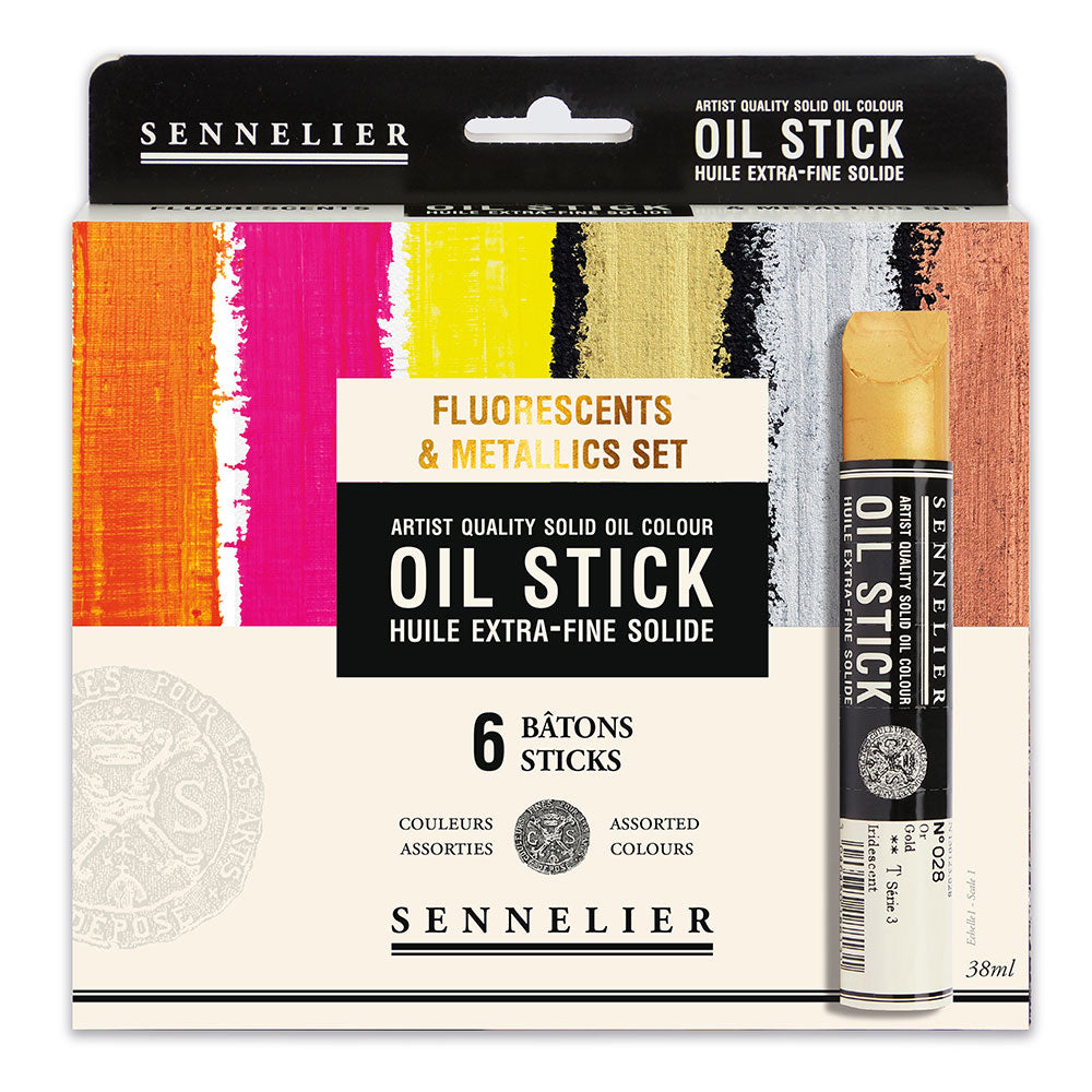 Sennelier Oil Sticks 38mL Set of 6 Fluorescent/Metallic
