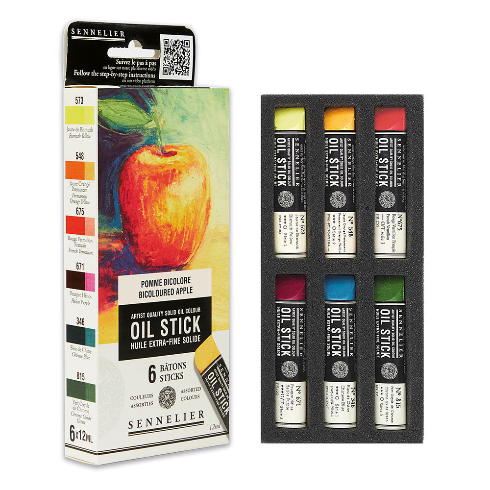 Sennelier Mini Oil Sticks 12mL Set of 6 Bicoloured Apple