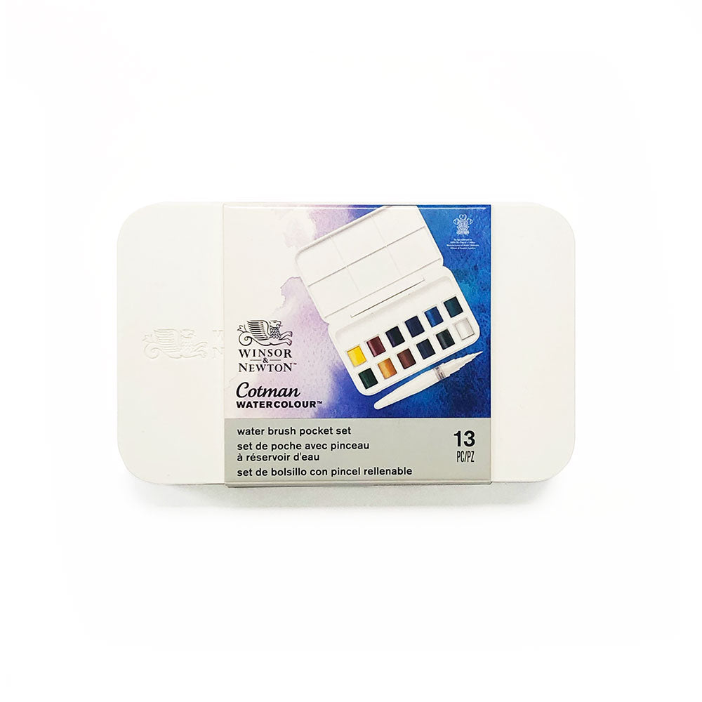 SET AQUARELLE 12 1/2 GODETS + PINCEAU A RESERVE D'EAU COTMAN