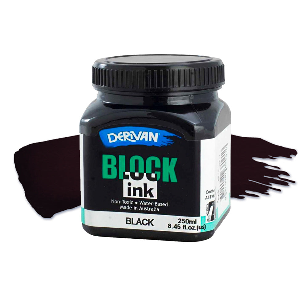Derivan Block Ink 250mL Black Relief Print Lino Rubber
