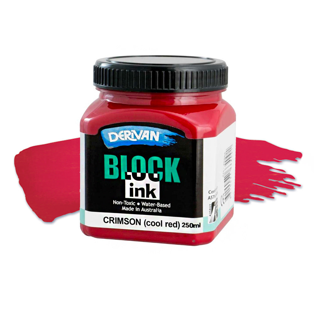 Derivan Block Ink 250mL Crimson Cool Red Relief Print Lino Rubber