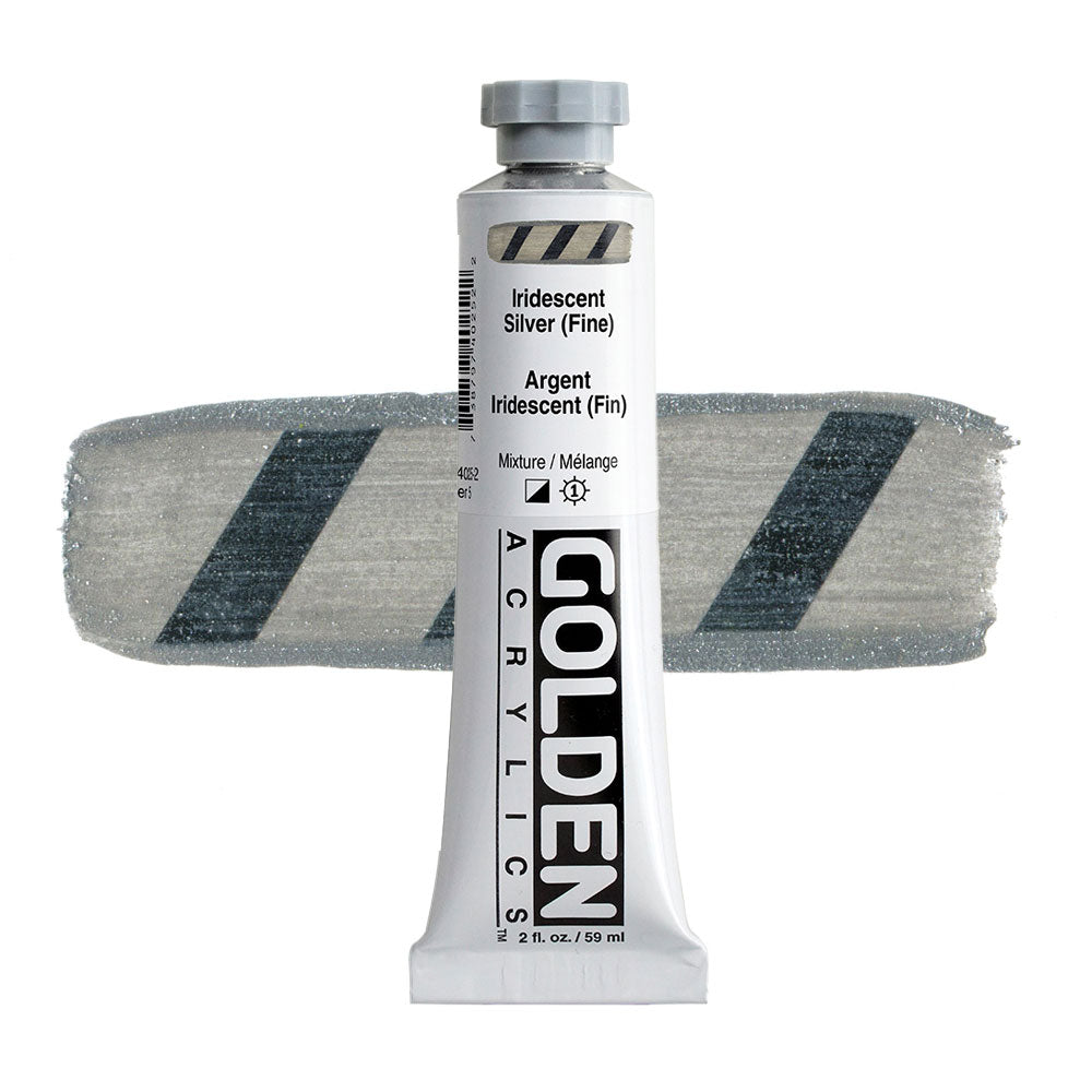 Golden Heavy Body Acrylic 59mL Series 5  Iridescent Silver Fine Metallic Paint