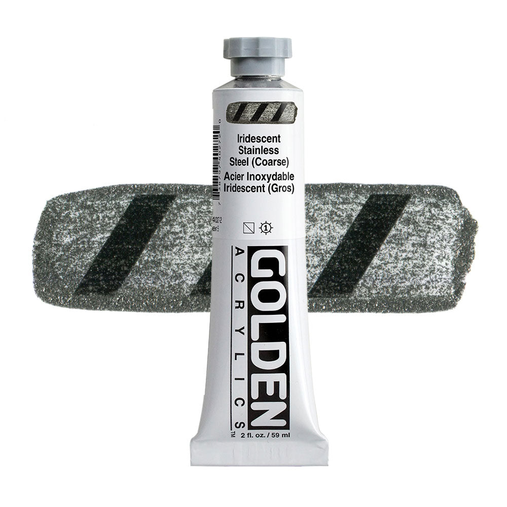 Golden Heavy Body Acrylic 59mL Series 5  Iridescent Stainless Steel Coarse Metallic Paint