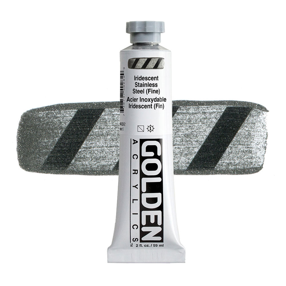 Golden Heavy Body Acrylic 59mL Series 5  Iridescent Stainless Steel Fine Metallic Paint
