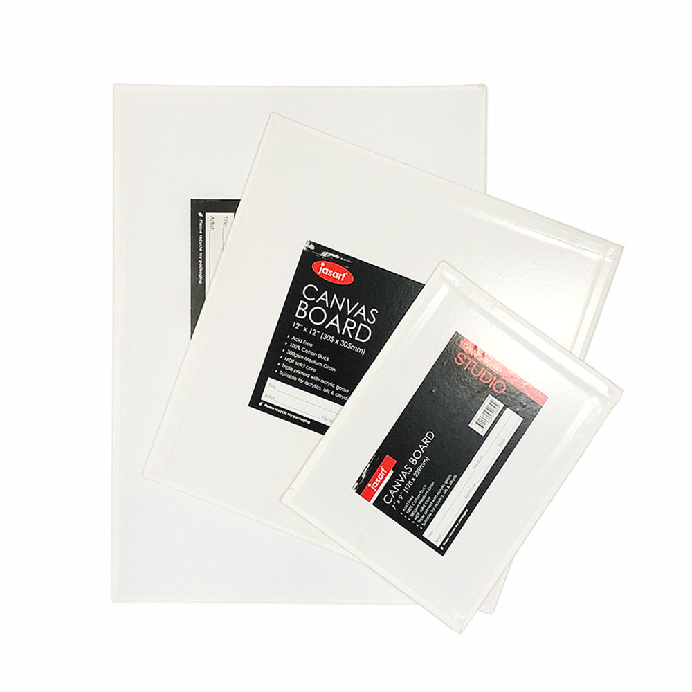 asart Studio Canvas Boards are made from 100% cotton canvas mounted to a 3.5mm profile hardboard and are triple primed with quality acrylic gesso.
