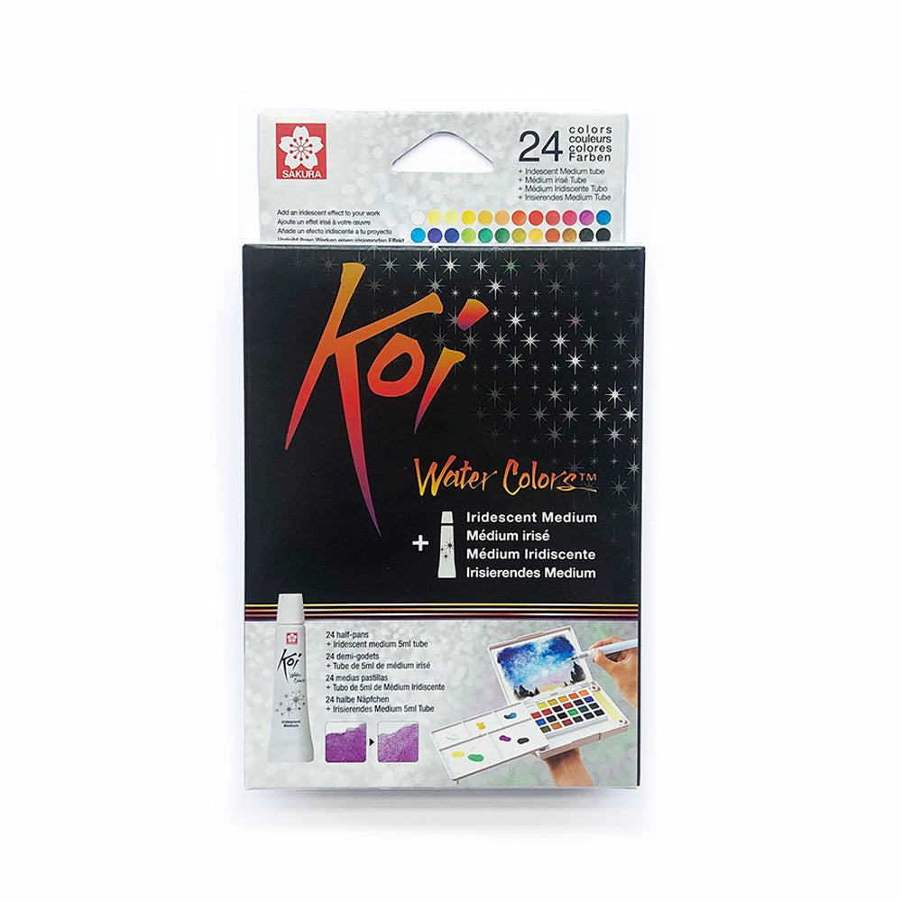 Koi Watercolour Field Sketch Box 24 Pans plus Iridescent Medium