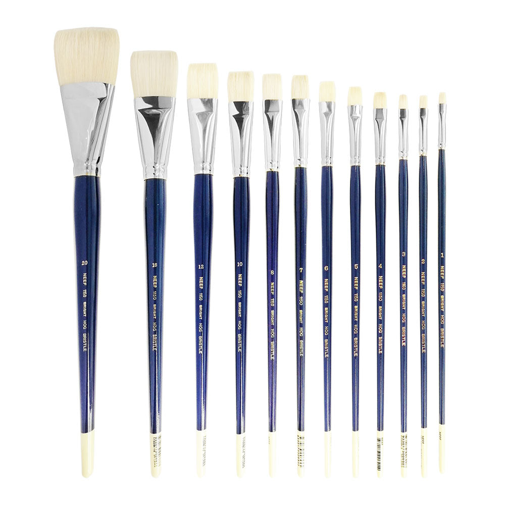 Neef 1150B Bright Hog Hair Brush Full Range, Size 1, Size 2, Size 3, Size 4, Size 5, Size 6, Size 7, Size 8, Size 10, Size 12, Size 16, Size 20.