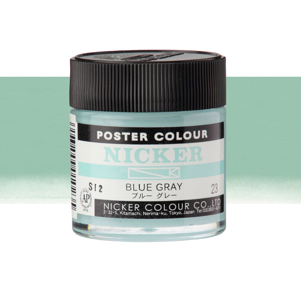 Jar of Nicker Poster Colour in Blue Gray on a white background 40mL