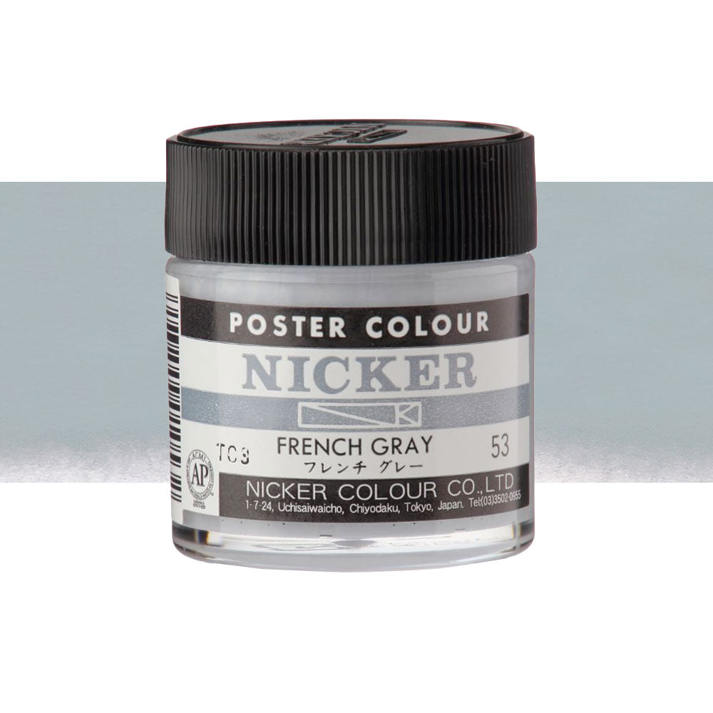 Jar of Nicker Poster Colour in French Gray on a white background 40mL - Melbourne Artists Supplies