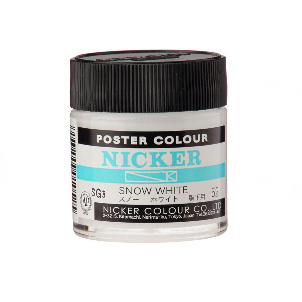 Jar of Nicker poster color in snow white on a white background