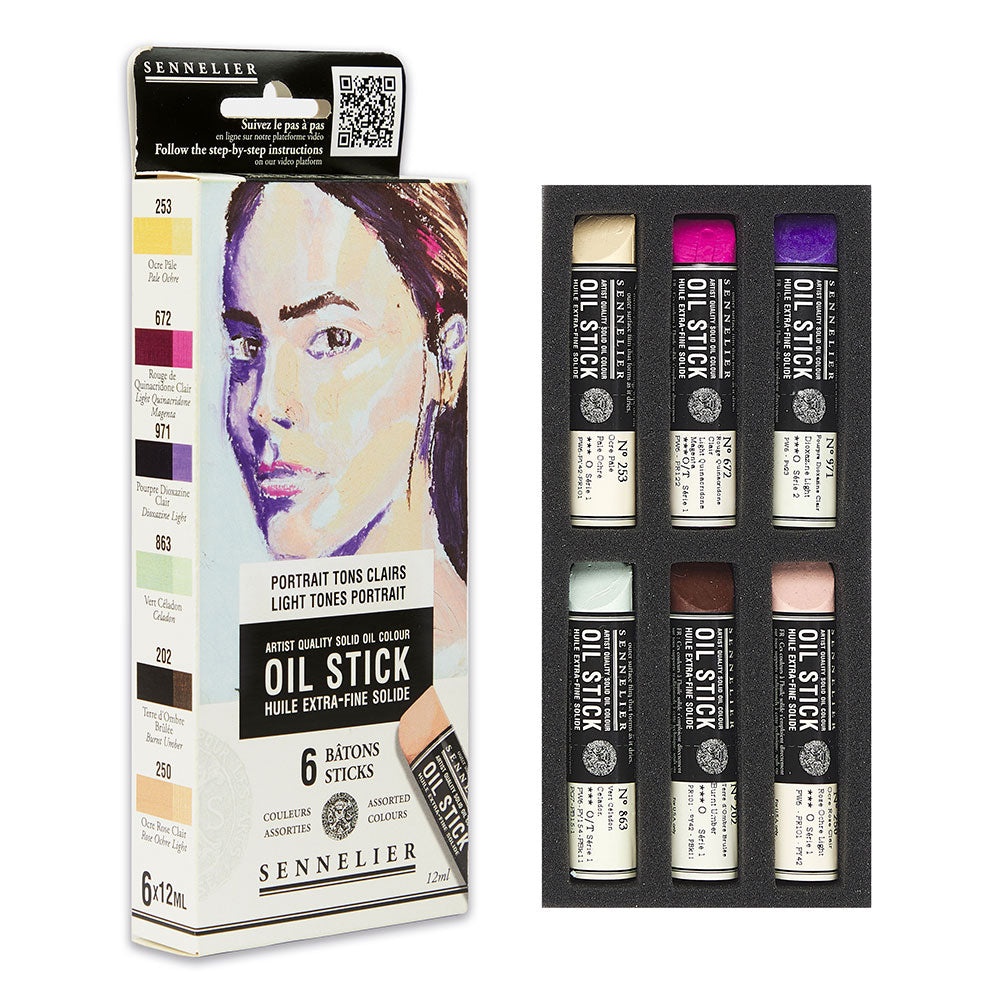 Sennelier Mini Oil Sticks 12mL Set of 6 Light Tones Portrait