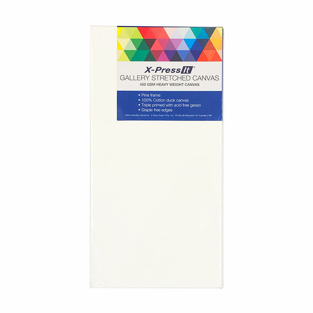 X-Press It Gallery Stretched Canvas features a 100% cotton duck, white gesso triple primed canvas wrapped around a 3.8cm profile pine frame. 
