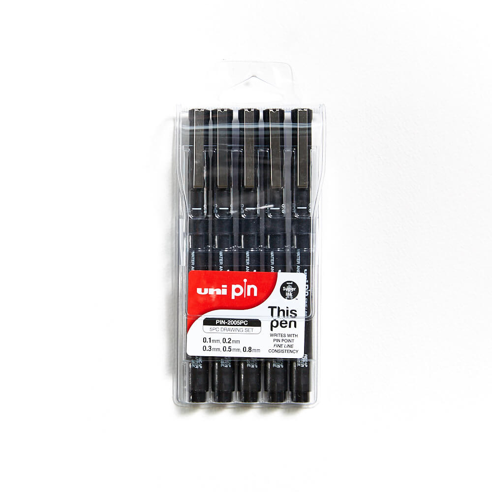 2 x Uni Pin Drawing Pen Fineliner Ultra Fine Line Marker in Black