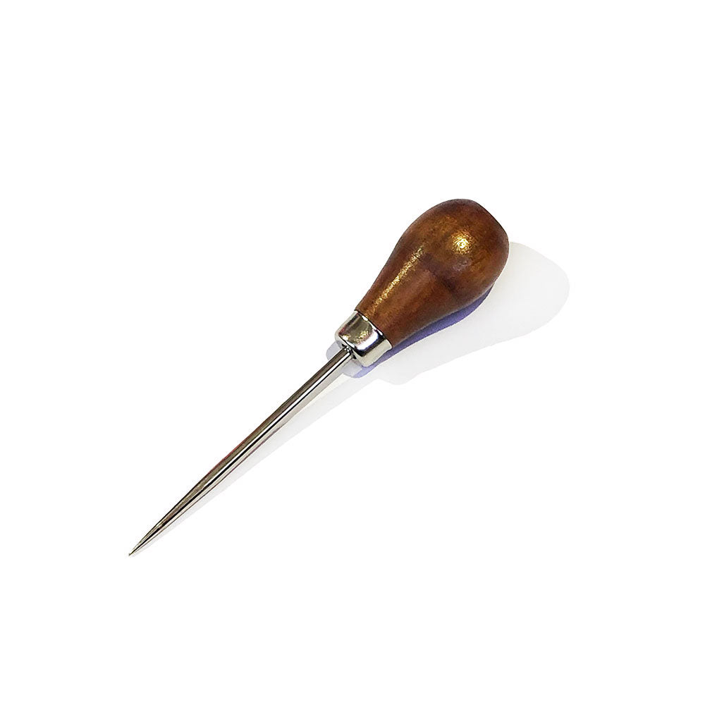MAS Small Awl with rounded wooden handle for use in bookbinding and sewing projects
