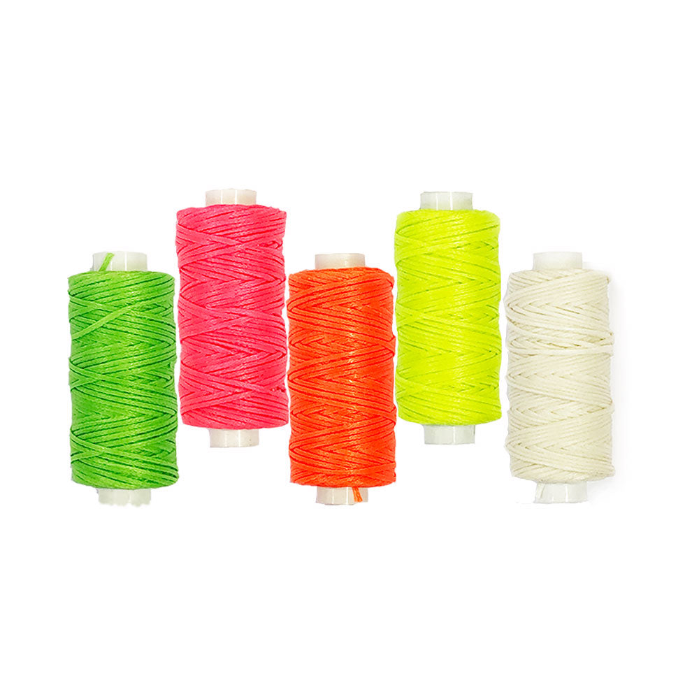 Waxed Braided Cord is available in Pink, Orange, Yellow, Green
